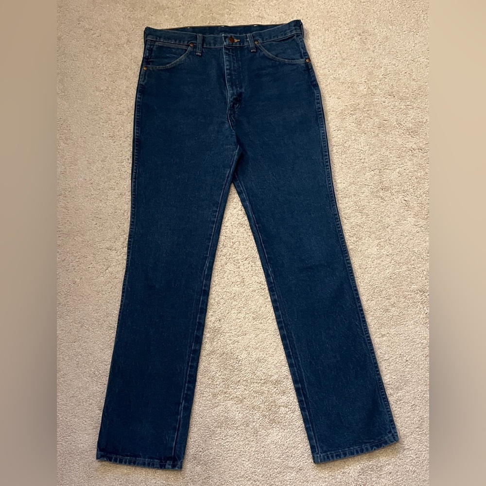 Wranglers Slim Fit Cowboy Cut 33x34 Dark Stonewash Jeans